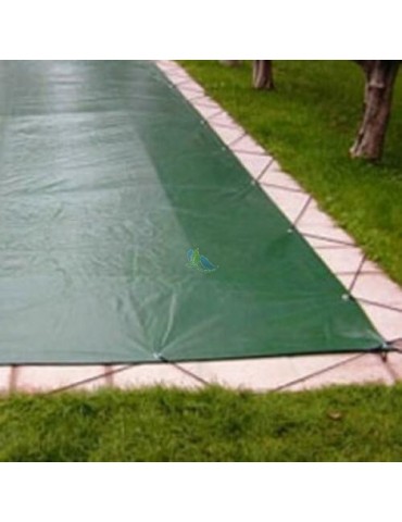 Telo copripiscina rettangolare 12x7 polietilene occhiellato con corde elastiche