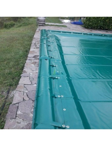 Telo copripiscina rettangolare 10x5 in PVC predisposizione per salsicciotti